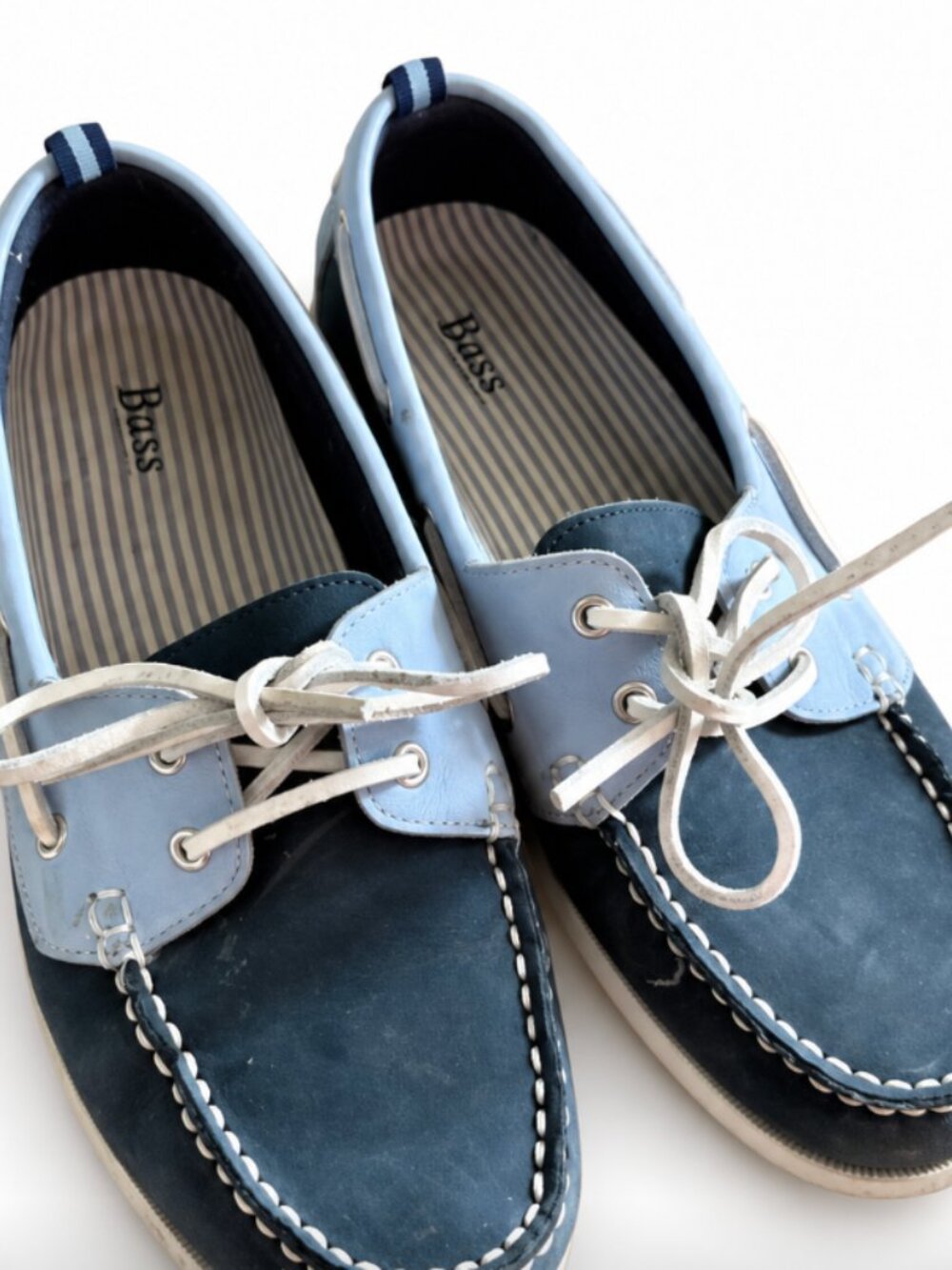 Bass Navy & Light Blue Boat Shoes Size 10